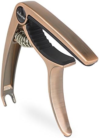 Guitar Capo Acoustic and Electric Guitars, Single Handed Professional Guitar Capo for 6 String Acoustic &amp; Electric Guitar, Classical Guitar, Spanish Guitar, Also for Ukulele, Banjo and Mandolin, Single-Handed Trigger Style, Quick Change and Ultra Lightweight (Brushed Bronze)