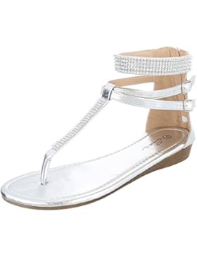 Zehentrenner Damenschuhe Peep-Toe Zehentrenner Reißverschluss Ital-Design Sandalen / Sandaletten