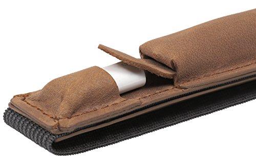 StilGut Pencil-Halter für Apple 12,9″ iPad Pro aus echtem Leder mit Lightning-Adapter-Fach. Stift-Halterung zur sicheren Aufbewahrung des Apple Pens, Cognac Vintage - 2