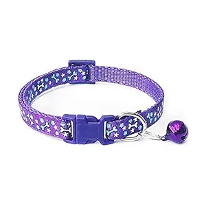 RvPaws Adjustable Puppy and Cat Collars Buckle Safety Neck Collar Strap with Bell Small Size 10 MM (Purple)