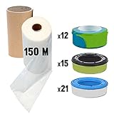 150 m Nachfüllfolie für Sangenic Windeltwister Tommee Tippee, Angelcare und Litter Locker + inklusive Papphülse zum einfacheren Nachfüllen