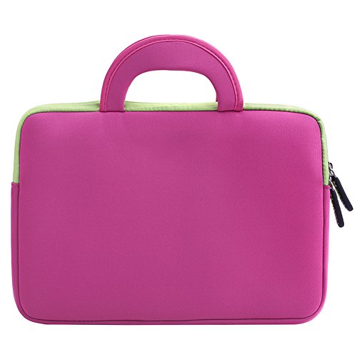 Tablet Schutzhülle 11.6 Zoll, Evecase Universal Neopren Tablet Case mit Vorderseitigem Zubehörfach für Tablet bis 11.6 Zoll Lenovo Acer Asus iPad Samsung – Pink / Grün XL - 3