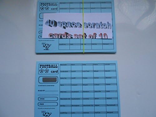 FOOTBALL SCRATCH CARDS 40 SPACES SET OF 10 - BLUE COLOUR - EASY WAY TO RAISE £200
