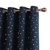 100 Prozent Polyester Deconovo Sterne Vorhang Verdunkelung Verdunkelungsgardinen Ösen 183x117 cm Dunkelblau 2er Set