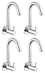 Snowbell Drizzle Sink Cock Flora Brass Chrome Plated - Set of 4