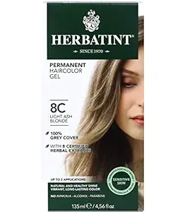 Herbal Clear Herbatint Antica Herbavita Herbal Hair Color Gel, Permanent, 8C, Light Ash Blonde, 4.5 Ounce