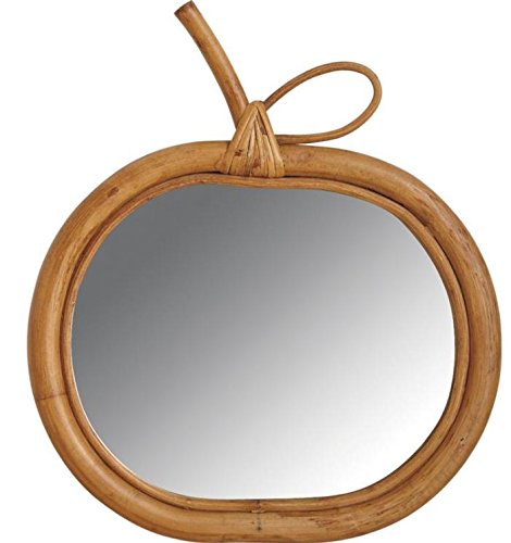Wandspiegel Spiegel aus Holz, Stuhlrohr, Apfel