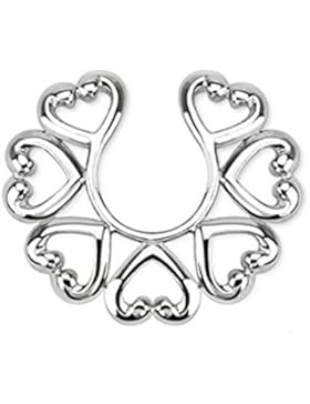Paula & Fritz® Fake Brustwarzenpiercing Clip aus Edelstahl Chirurgenstahl 316L...