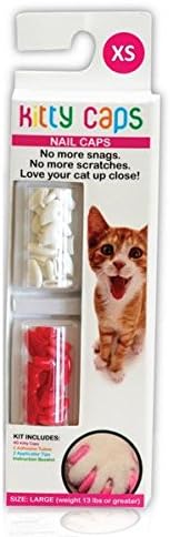 Kitty CapsNail Caps for Cats | Safe & Stylish Alternative to Declawing | Stops Snags and Scratches, Large (13 lbs or greater), Pure White & Coral Red