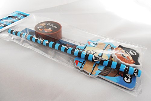 4x Schreibset Pirat, Mitgebsel Piratenparty, Schule, Seeräuber Kapitän, Papagei, Katze, Affe - 2