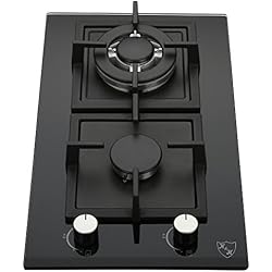 K&H Domino 2x Brûleurs Table de Cuisson Gaz en Verre trempé 30cm WOK 2Z-KHGW