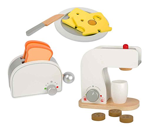 Preisvergleich Produktbild Checklife Frühstücksset Kinderküche Kaffeemaschine Toaster aus Holz