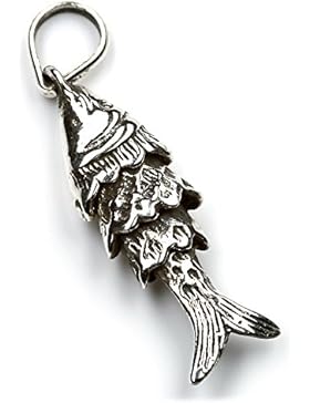 Fisch Schmuck Silber Kettenanhänger Backfisch Länge: 3.5cm Silberschmuck Silberanhänger Mädchen Gothic