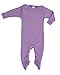 Engel Baby Footie Pajamas With Buttons - 70 % Virgin Wool and 30% Silk - 0-2 months (Height 18-22) (50/56) -Lilac
