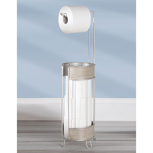 InterDesign 90176EU RealWood Toilettenpapierhalter – Groß, Edelstahl, satiniert/graues Holz-Finish, 18.034 x 17.526 x 63.4746 cm - 4