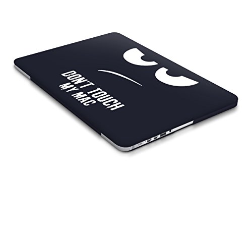 kwmobile Hardcase Laptop Hülle für Apple MacBook Pro Retina 13″ (ab Ende 2012) – Don’t touch my Mac Design Weiß Dunkelblau dünne gummierte Schutzhülle Cover Case Tasche - 9