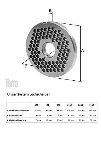 R70 Fleischwolfscheibe mit 5,0 MM Bohrung System Unger Werkzeugstahl - 2