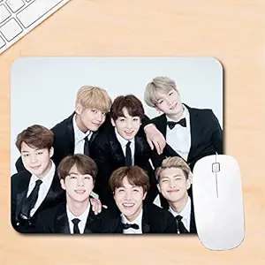 Woopme BTS Army Music Band Theme Printed Mouse Pad Compatible for Laptop Computer Desktop PC Girls Kids Gaming Non Slip Rubber Base L x H 24.00 x 20.00 Cms