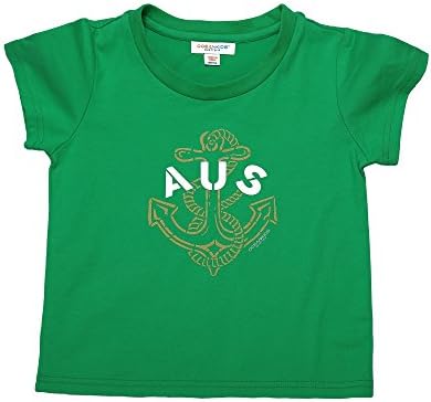 Oceankids Boy's 100% Organic Cotton Soft Navy Style O-Collar T-shirt with Anchor Pattern - Green Sailor 24M 2 Year