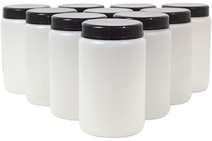 LABBOX KENZIUM - Confezione di 10 Barattoli | 500 ml | Bocca Larga | con Coperchio e Otturatore | HDPE | Traslucido