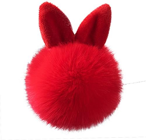 Plush Pom Pom Pendant Key Rings - Cute Rabbit Ears Soft Fur Fluffy Keyring, Pom Pom Balls Keyring Balls Cellphone Charm Bag Pendant Keychain Chain Keyring Handbag Car Decoration Gift VC039