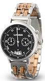 LAiMER Herren-Armbanduhr Chronograph LEON Mod. 0080 aus Zebranoholz - Analoge Quarzuhr mit Edelstahlgehäuse, Schiefer-Zifferblatt und Holzarmband