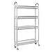 Produktbild HOMFA Rollwagen Nischenwagen Allzweckwagen Küchenwagen Küchenregal Badregal Standregal mit Rollen 4 Etagen 55x15x105cm silbergrau (Silbergrau)