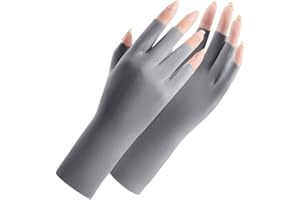 LIUZHIPENG Women Sunscreen Fingerless Gloves Summer Cool Ice Silk Half Finger Sunblock Gloves for Driving Riding UV Protection