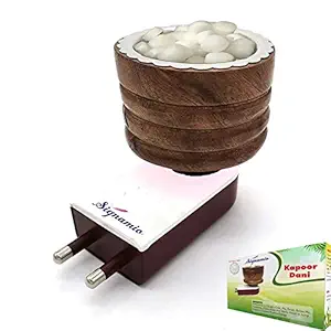 Signamio Wooden Kapoor Dani Electric Incense Burner, Aroma Oil Burner, Aroma Kapoor Dani, Electric Kapur Burner, Electric Dhoop Dani for Home, Office- Wooden-DN-101