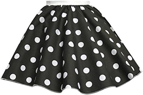 Childrens Polka Dot Skirt Rock n Roll 50's/ 60's Style 16 different colours 12" length (6-9 (waist 11 inch), Black and white spot)