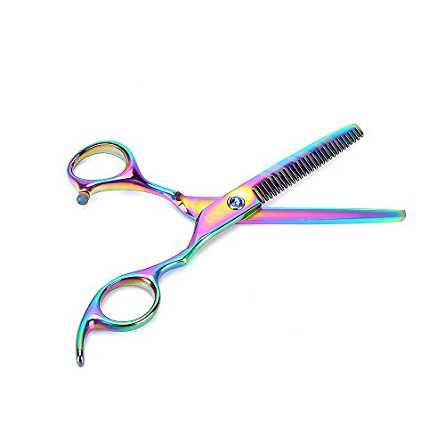 KYG 3er Haarscheren Set Mit 2 Edelstahl Effilierschere Haarschneideschere 1 Kamm Bunt - 3