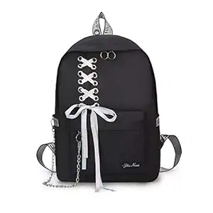 Qushi Preppy Style Fashion Waterproof Women Girls Backpack Korean Design Drawstring Chain travel College Office Bag Laptop Backpack