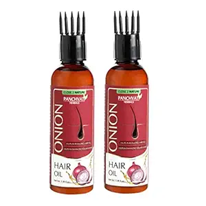 PANCHVATI HERBALS ONION OIL WITH COMB APPLICATOR- REDUCES HAIR FALL, 100ML (PACK OF 2)