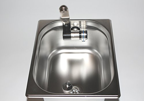 Edelstahl Spülbecken Camping Spüle Waschbecken + Ablauf 325x265x150mm Barwig Chrome Wasserhahn integriert (ad-ideen) - 2