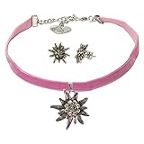 Länge Trachten Halskette: ca. 30 cm + 7 cm Verlängerungs-Kette, Durchmessser Trachtenohrringe mit Edelweiss: ca. 1,5 cm