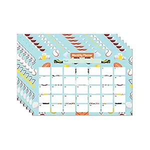 ESCAPER Sports Theme Monthly Planner Sheets (A3 Size - 11.5 L x 17.5 W inch - Pack of 6 Sheets)| Monthly Organizer | Annual Planner | Study Planner | Student Planner