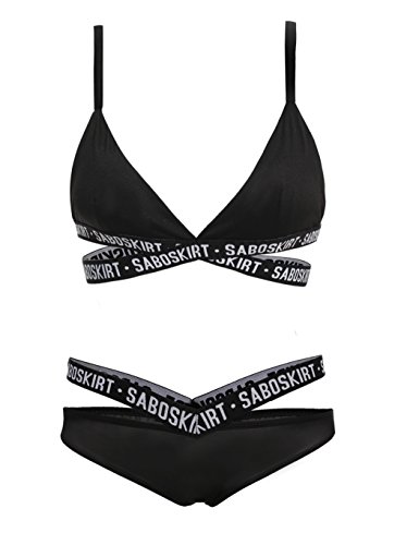 CRAVOG Sexy Frauen Bikini Set Push up Verband Modelle Buchstabe aufgeteilter Badeanzug - 2