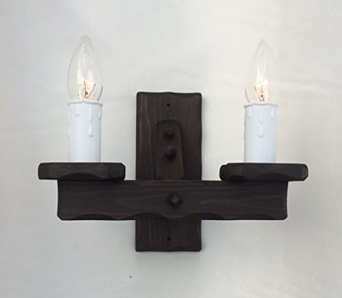 Traditional Rustic Wooden 2-Light Wall Light/Wall Bracket