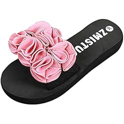 Bestow Flor Gruesa Inferior Sandalias Flip-Flop Zapatos de Playa Sandalias de Verano Zapatillas Interior Exterior(Rosado,38)