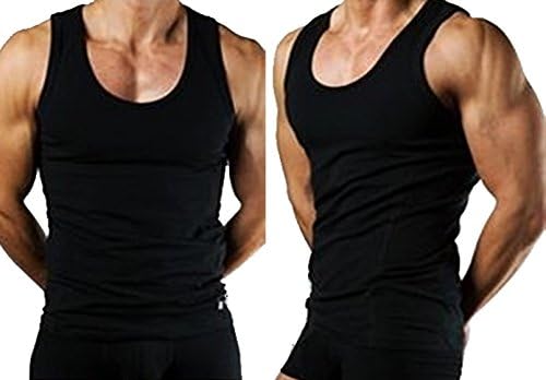 Megastore 247 Men's Sleeveless Gym Training T-Shirt Vest in 100% Cotton Top Black L Pack of 1