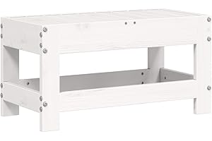 vidaXL Taburete de Jardín, Reposapiés Otomana de Palets de Relax, Mesa de Centro, Asiento para Patio Terraza, Madera Maciza de Pino Blanco