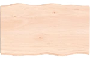 vidaXL Tablero de Mesa Madera Maciza Roble Borde Natural 100x60x4 cm,Marrón