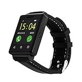 Hands-free Call Armbanduhr mit Touchscreen Lederband schwarz Schrittzähler g7upa Kalorienzähler Wasserdicht Fitness Armband Kalorienzähler Sleep Monitor