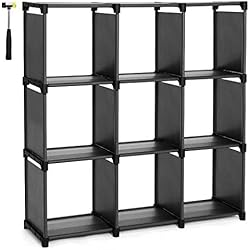 SONGMICS Étagère de Rangement à 9 Compartiments, Meuble de Rangement Ouvert, Bibliothèque, Organiseur pour Salon, Noir LSN45BK