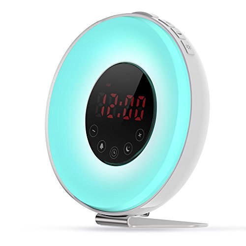 Preisvergleich Produktbild Wake Up Licht Wecker Lichtwecker, Nachtlicht Mit Sonnenaufgang Und Sonnenuntergang Simulation Funktion, Fm Radio Sounds, 6-NaturgeräUsche, Touch-Steuerung.