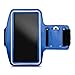 Produktbild kwmobile Sport Armband für Smartphones - Jogging Lauf Sporttasche Fitnessband mit Schlüsselfach im Sportarmband in Blau - z.B. geeignet für Samsung, Apple