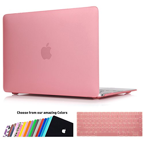 MacBook 12 Retina Display Hülle,iNeseon(TM) 2 in 1 [Frosted Series]Ultra Slim Gummierte Harte Case Cover Shell, US Version Rosa Tastatur Abdeckung und EU Version Transparent Tastatur Abdeckung für Apple MacBook 12 Zoll mit Retina Display [Modell:A1534](Rosa)