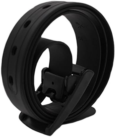 MESHIKAIER Candy Colour Unisex Adjustable Rubber Silicone Belt with Plastic Buckle (Black)