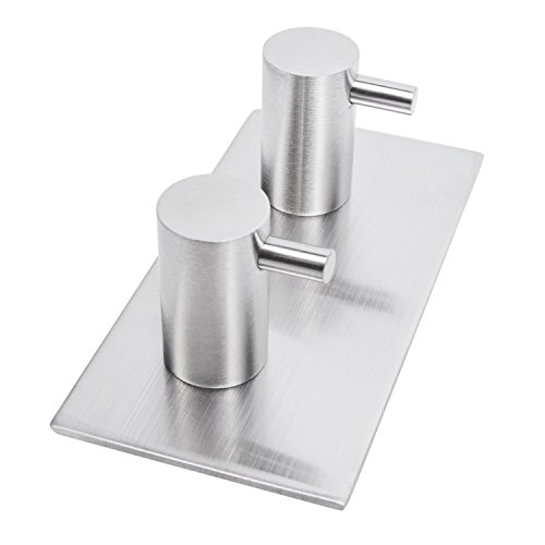 Weare Home Modern Stil Doppel Wandhaken Handtuchhaken Badezimmerhaken Küchehaken aus 304 Edelstahl 3M Klebstoff ohne Bohren Rund Form Rostfrei Haltbar Badzubehör Badaccessoires Dekor für Küche - 2