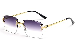 kachawoo Lunettes de soleil sans monture, carrées, couleur progressive, style rétro vintage